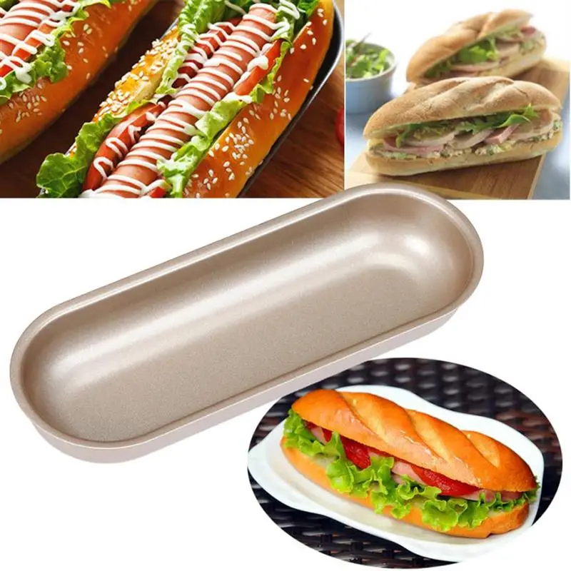 

Hot Dog Bun Pan Hotdog Bread Mould Non Stick Bakeware 7 Inch Oval Cutters Bread Cake Biscuits Line Mould Dessert Stamper