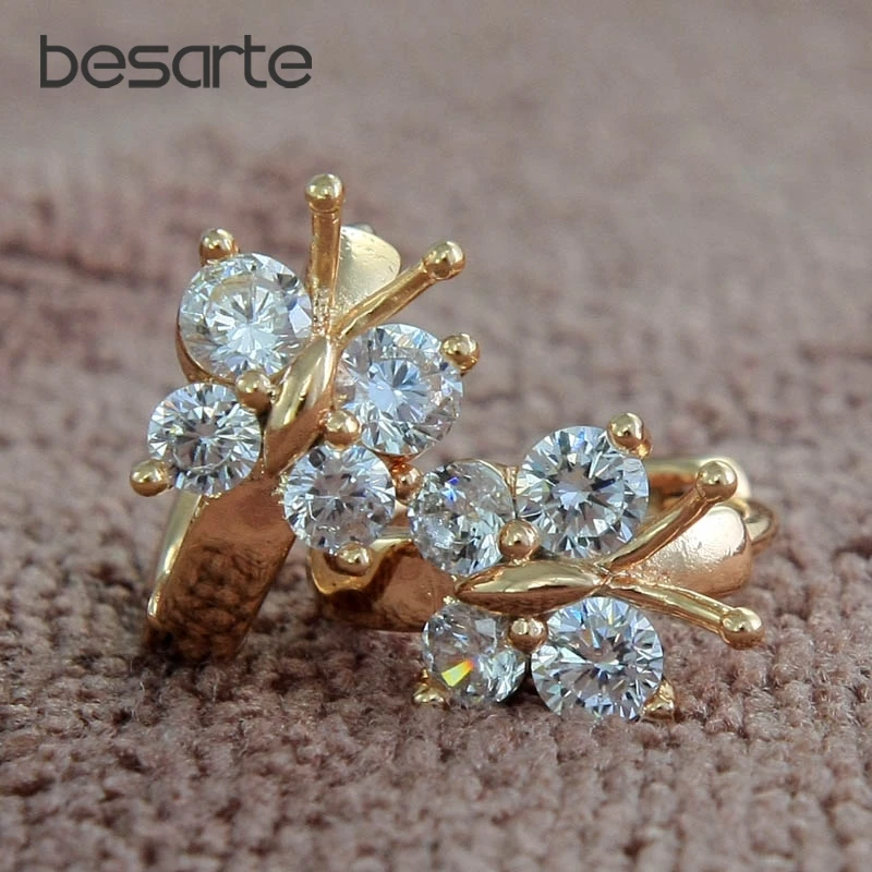 Женские серьги обруч бабочка Cristal детские Boucle Oreille Aretes Bebe Orecchini Bambino Baby Oorbellen Bebek Kupe