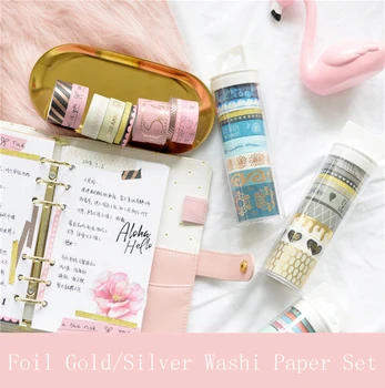 

Foil Gold Paper Notebook Stikcer Scrapbooking Colorful Supply 10 Rolls/ European For Student Washi Tape