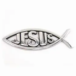 3D серебро/красный/золото/синий рыбка с надписью Jesus эмблемы христианский Символ Автомобиля Стикеры