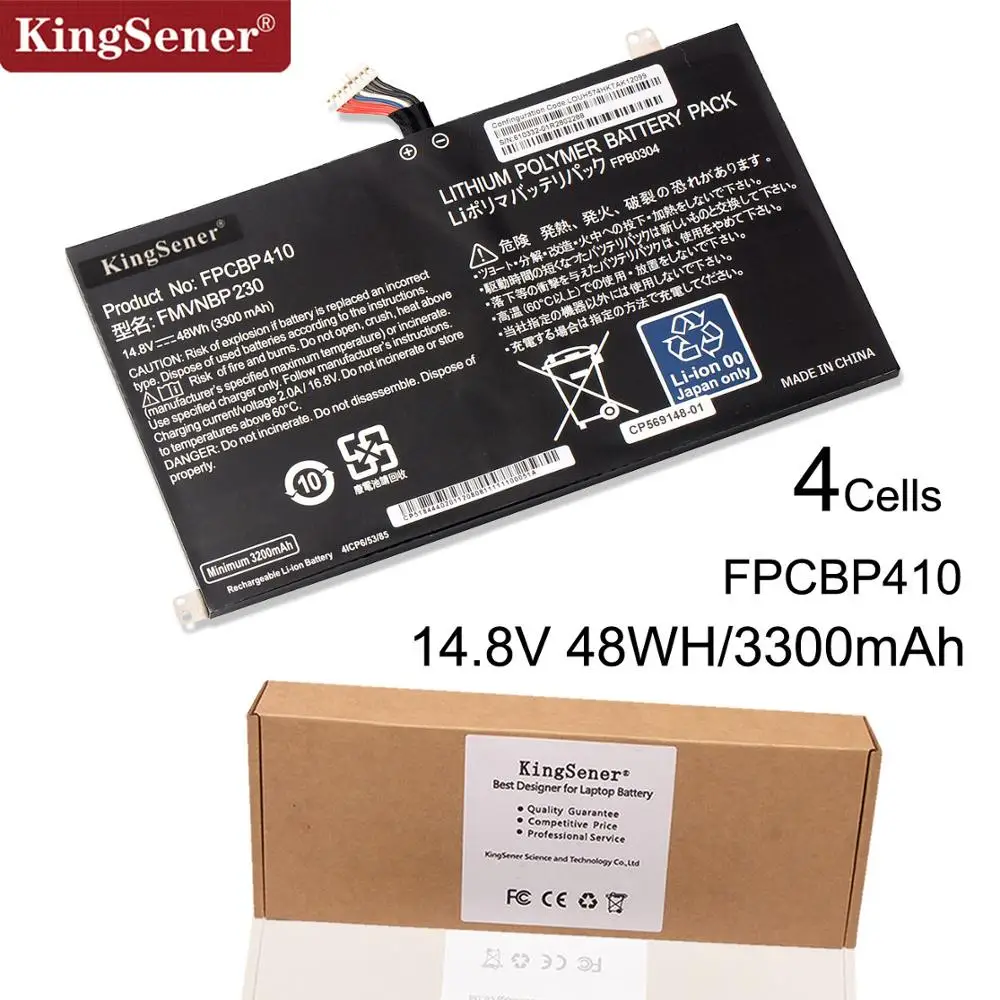 Цена KingSener 14,8 V 48WH 3300 мА ч, FPCBP410 FMVNBP230 ноутбук Батарея для Fujitsu LifeBook UH554 UH574 U554 U574 FCBP0304