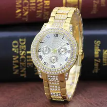 Металлический браслет, Кварцевые женские золотые часы, браслет из нержавеющей стали, Кристальные часы, лучший бренд, роскошные женские часы, relogio feminino