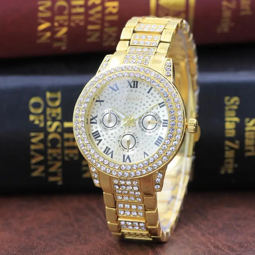 

Metal Bracelet Quartz Women Gold Watch Stainless Steel Band Crystal Watch top brand luxury ladies clock relogio feminino 2019