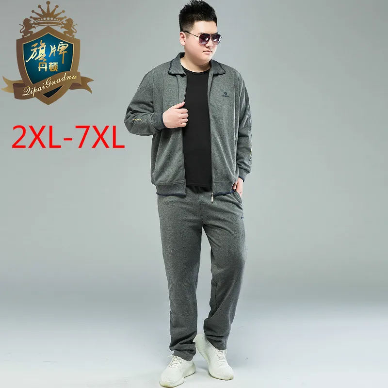

New 2018 Brand Tracksuit Fashion Big Size 6XL Men Sportswear Two Piece Sets Cotton Fleece Thick hoodie+Pants Sporting Suit Male