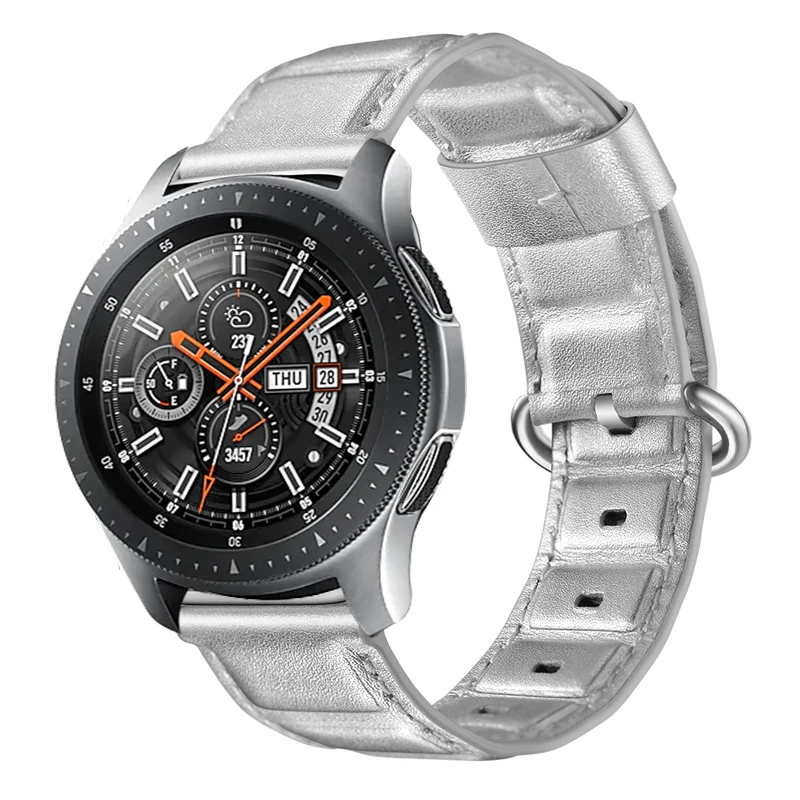 For Samsung Galaxy Watch 46mm Genuine Leather Bamboo Style Band Strap For Gear S3 Leather Bracelet For Amazfit 1/2  Huawei Watch