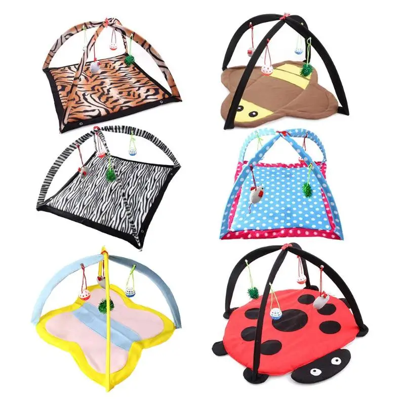 

Leopard Print Pet Cat Astivity Playing Tent Toy Bed Pad Dog Mat House Bells