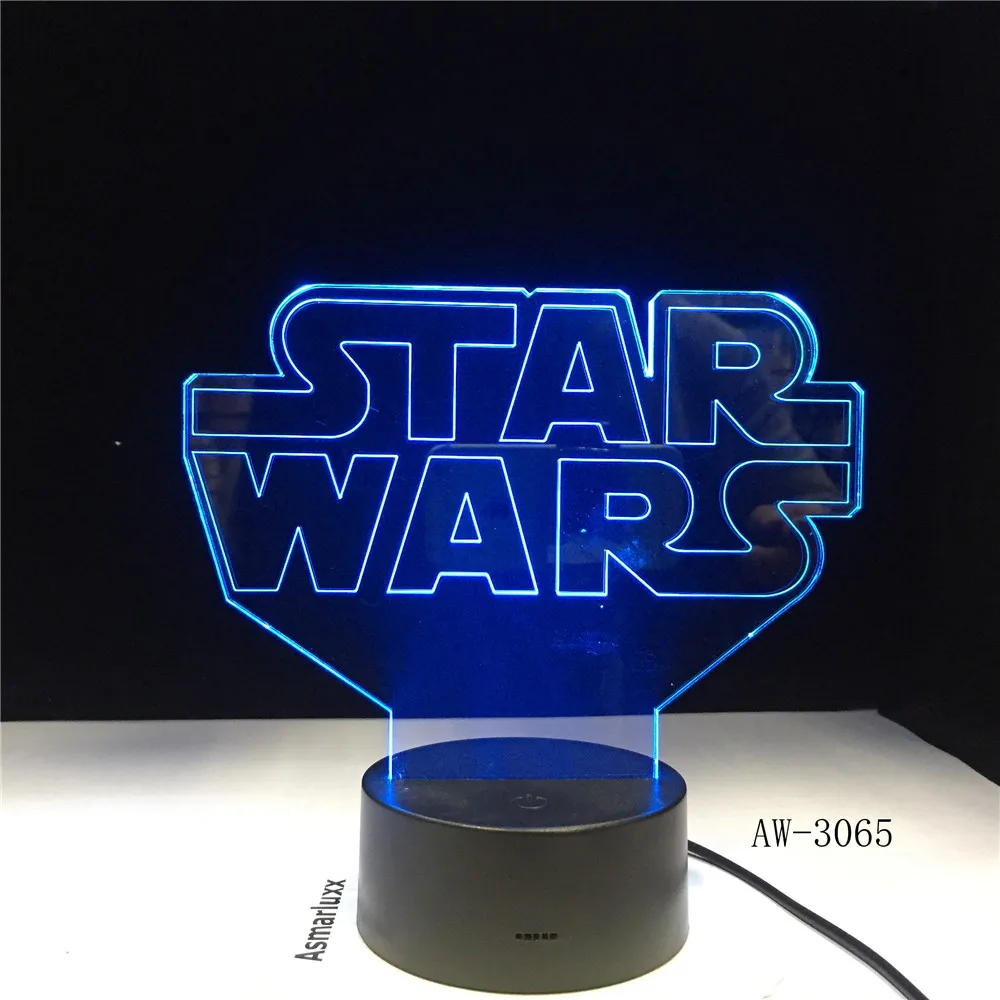 Креативный подарок лампа с логотипом Star Wars 3D ночник USB цветной светодиодный