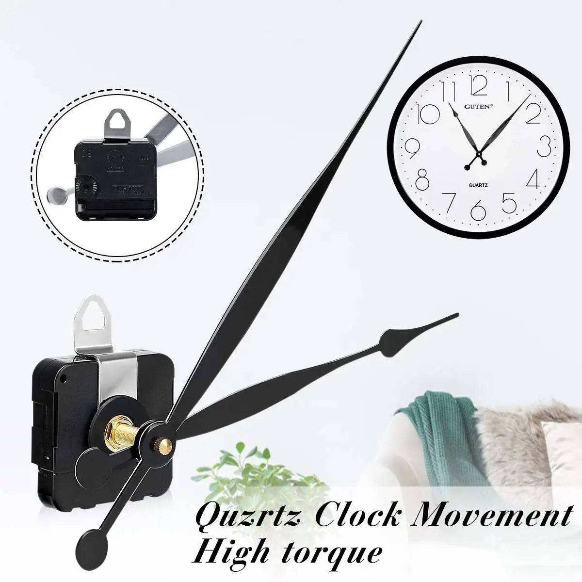 

DIY High Torque Quartz For Tide Controlled Clock Movement Motor Mechanism Kit 208MM Hour Minute Hands Fitting Clock Parts