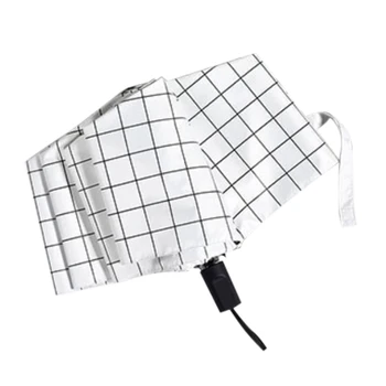 

Fully Automatic Striped Grid Umbrella Strong Windproof Suit For Women Men