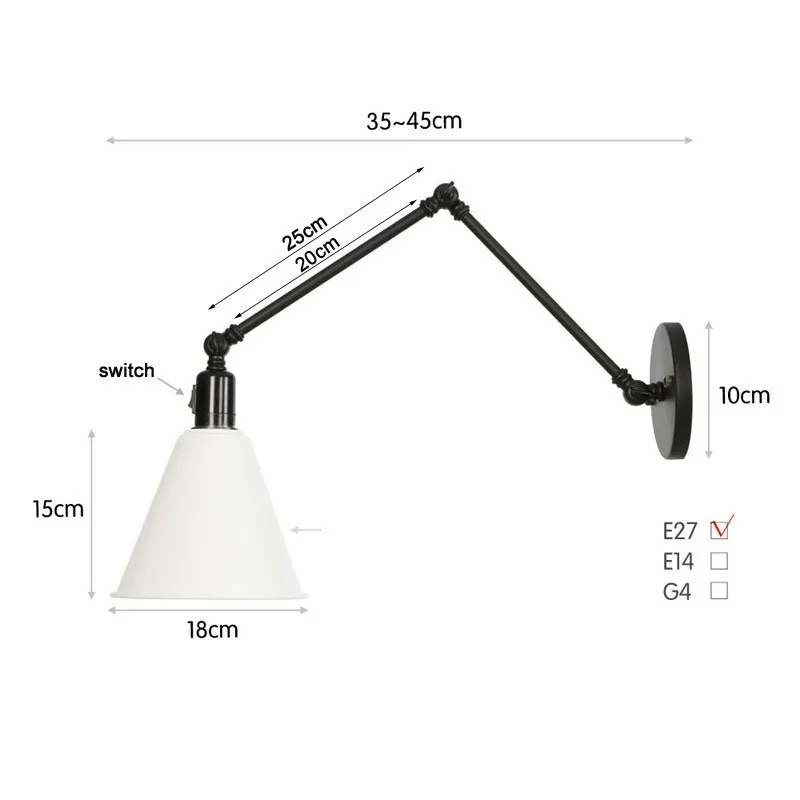  modern Adjustable Long Swing Arm Wall Light Fixture Edison Retro Vintage Wall Lamp Loft Style Indus - 32829603906