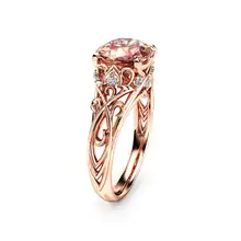 Bague De mariage en diamant Rose dorée 14k pour femmes, pierres précieuses en forme De fleur en topaze, bizuterie Anillos
