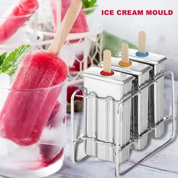 

Ice Lolly Mold 1Pcs DIY Ice Cream Pop Mold Popsicle Flat Ice Pop Mould Stainless Steel Ice Cube Tray Pan Kitchen Tools