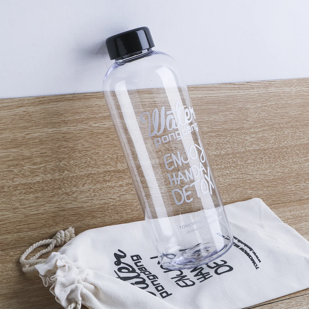 مانعة للتسرب زجاجات مياه 600 ml 1000 ml الرياضية الدراجات التخييم زجاجة مع حقيبة البلاستيك الفاكهة كوب بلاستيك لحفظ عصير الليمون شرب زجاجة