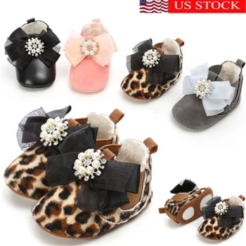 

Toddler Baby Shoes Newborn Kid Girls Soft Soled Princess Crib Shoes New Baby Girl Shoes Bowknot Baby Winter Plush Prewalker