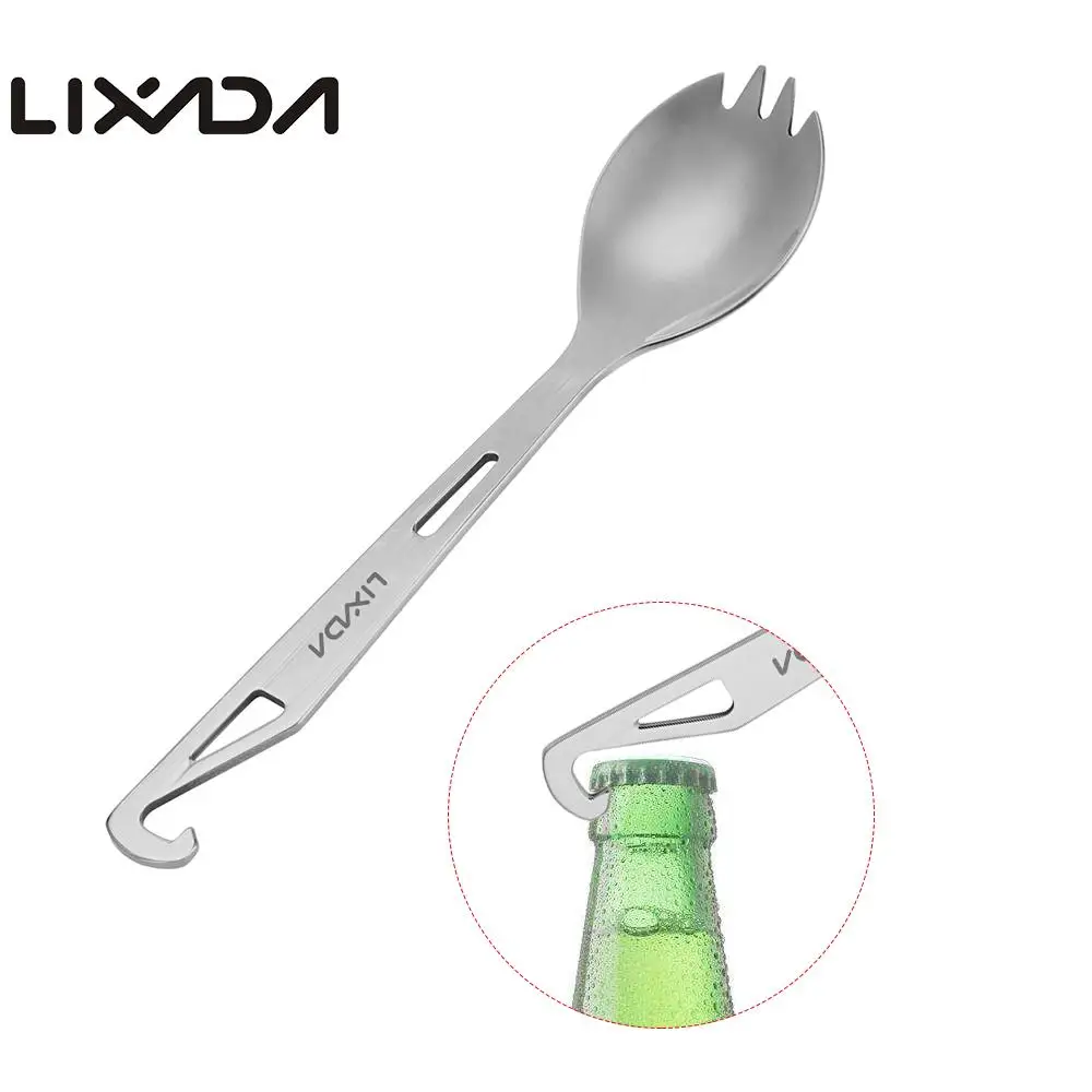 

Lixada Long Handle Spork with Bottle Opener Lightweight Stainless Steel Outdoor Dinner Spork Flatware for Travel Camping Spork