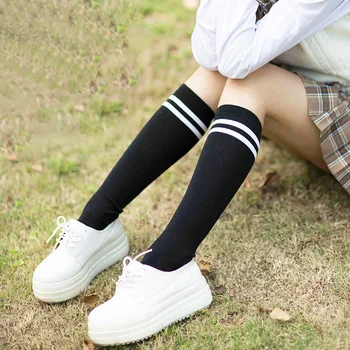 

Fashion Sexy Knee High Women's socks Kawaii Striped Thigh micro-pressure cotton socks high tube female thin Long Socks 2019 New