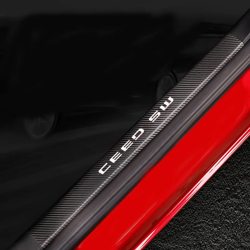 

For Kia Ceed sw Door Threshold Plate Car Door Sill Step Plate Carbon Fiber Pu leather Car-Styling 4Pcs