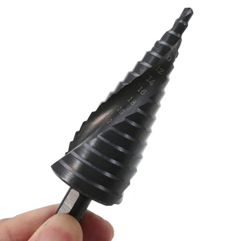 

4-32mm High Speed Steel Spiral Drill Titanium Step Spiral Groove Conical Cone Drill Black Drill Bit Accessories