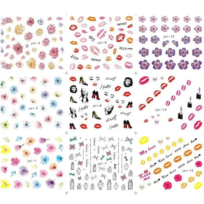 Модная разноцветная наклейки для ногтей с узорами Nail Art Украшение инструмент