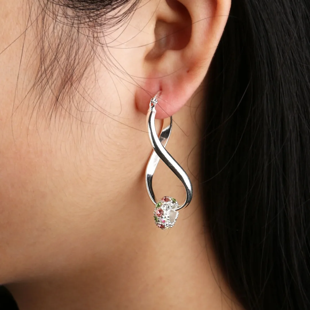 

Retro Charms Women Beads Crystal Eardrop Hoop Earring Jewelry Shellhard Silver Color Large Round Twisted Earring oorbellen