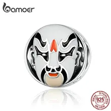 BAMOER, 925 пробы, серебряная, Традиционная Пекинская опера, для макияжа лица, эмалированная маска, бусины для оригинального браслета SCC1193