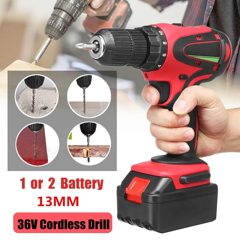 

6000mAh 36V Power Tool Handheld Electric Drill Lithium Cordless Drill Household Rechargeable Electric Screwdriver With 1 Bag