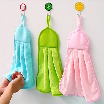 

Dishcloths No Lint Soft Coral Velvet Eco-friendly Candy Colors Kitchen Cloth Water Absorption Can Be Hung Hanging Hand Towels