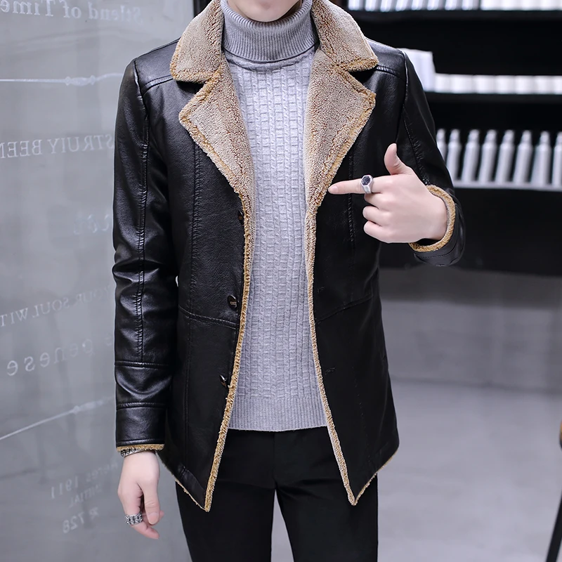 Faux Nouveau Red Homme 2018 Masculina À Cuir wine Et Veste En Avec Modèle Hommes Black Hiver Motoqueiro De Fourrure Automne L'intérieur Jaqueta A15xqCB