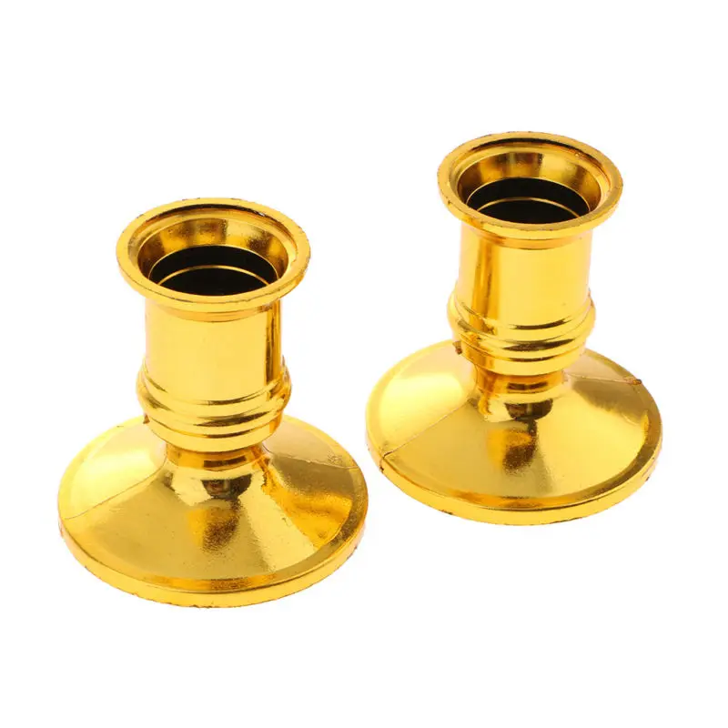 

2pcs Taper Candle Holders Traditional Shape Fits Standard Candlestick Gold