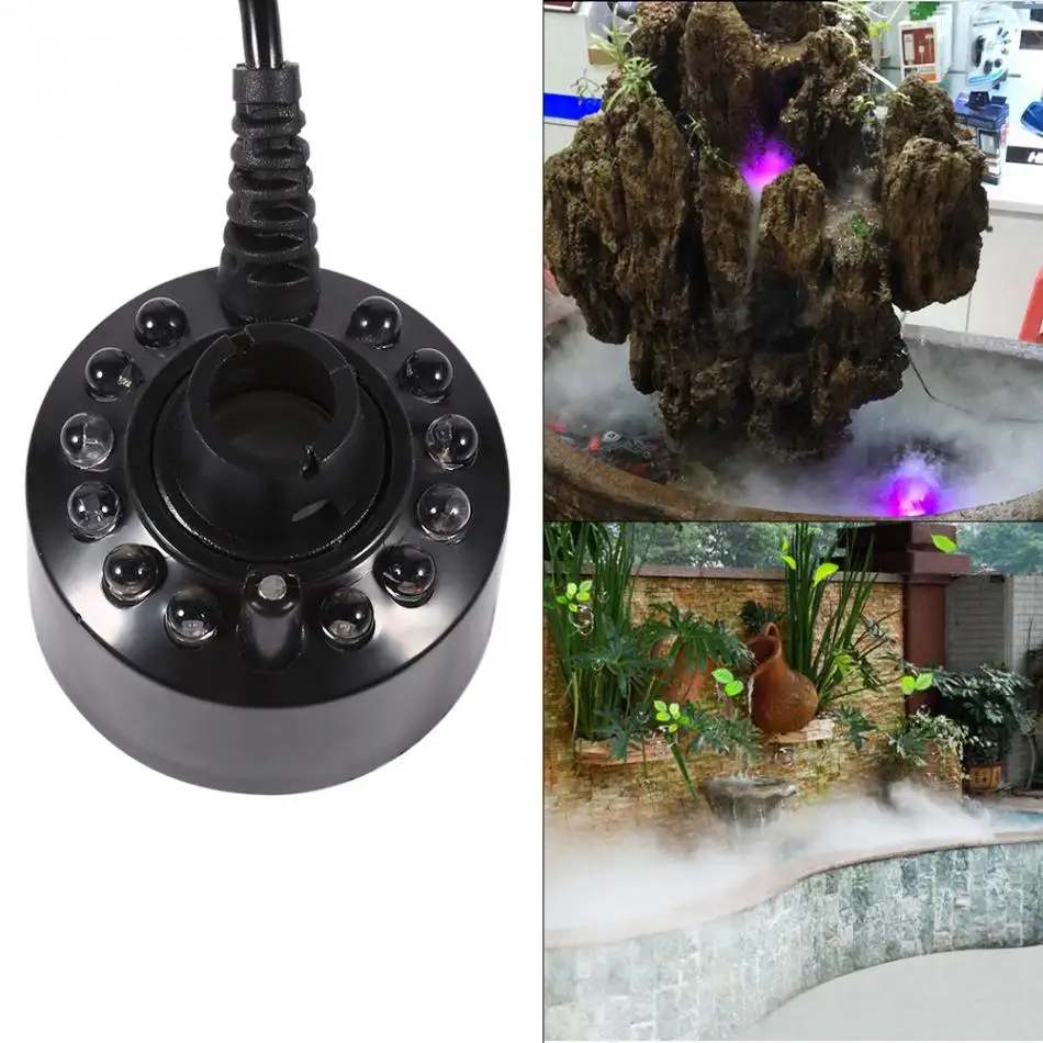

24V Color Changing Humidifier Ultrasonic Mist Maker Water Pond Atomizer Air Humidifiers 12 LED HOT