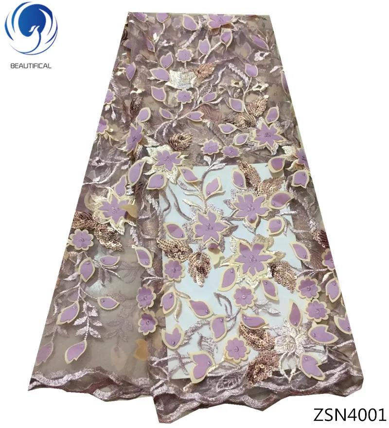 

BEAUTIFICAL 3d lace fabric beads bridal flower embroidered sequin lace fabric glitter lace fabrics 2019 new hot products ZSN40