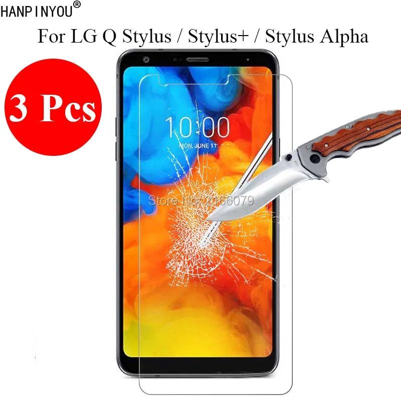 

3 Pcs/Lot New 9H 2.5D Tempered Glass Screen Protector ForFor LG Q Stylus Plus Alpha Stylus+ 6.2" Protective Film + Clean Tools