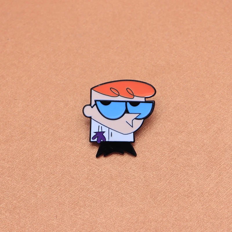 Мультфильм аниме мальчик Броши Dexter's Laboratory эмалированная булавка для мальчиков девочек нагрудная булавка шляпа/булавки "Сумка" джинсовая куртка Женская Брошь Q757