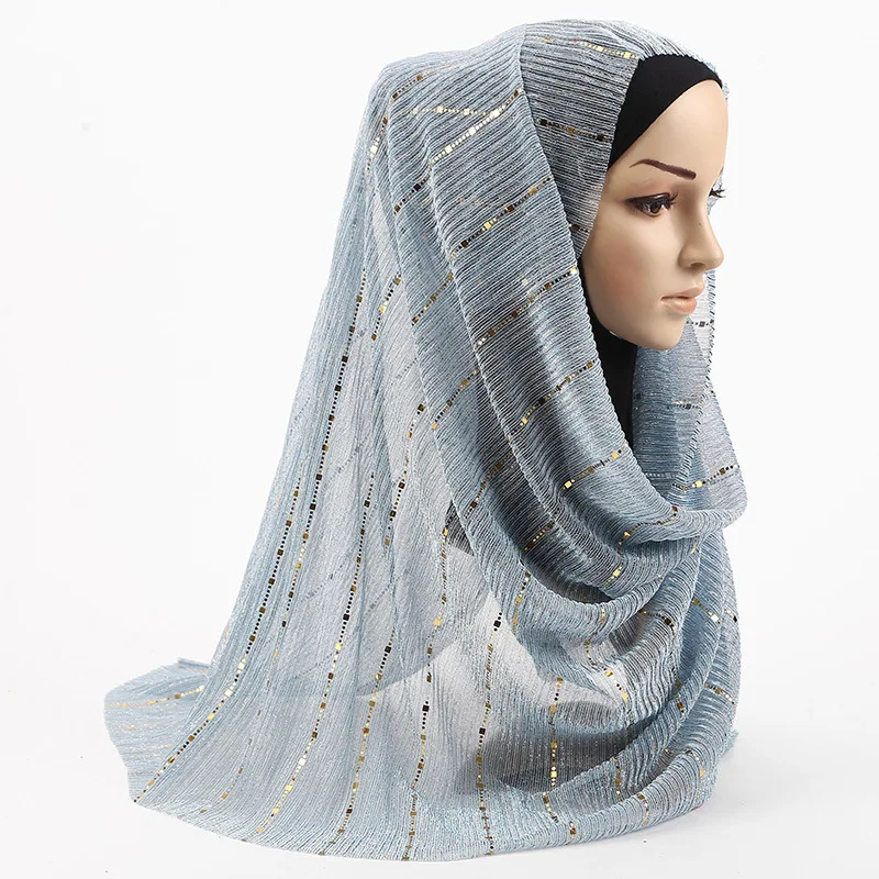 

New Pattern Muslim Paillette Muslim Hijab Autumn Shawl Silk Scarf Turban Headscarf Wholesale drop shipper