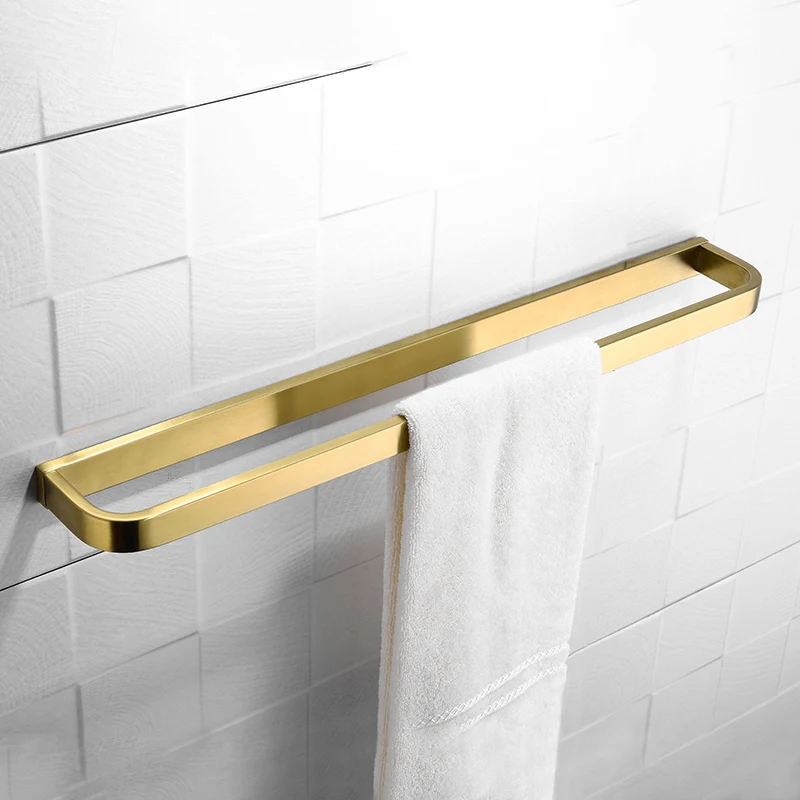 Горячая Одиночная вешалка для полотенец матовая Золотая квадратная стойка для полотенца настенная вешалка для полотенец для ванной комнаты