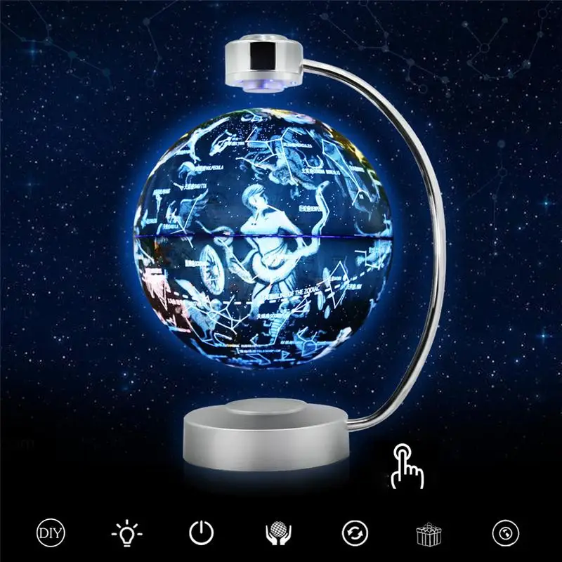

Fashion Innovative Magnetic Suspension Globe 8-inch Luminous Rotation Constellation Globe Home Decoration