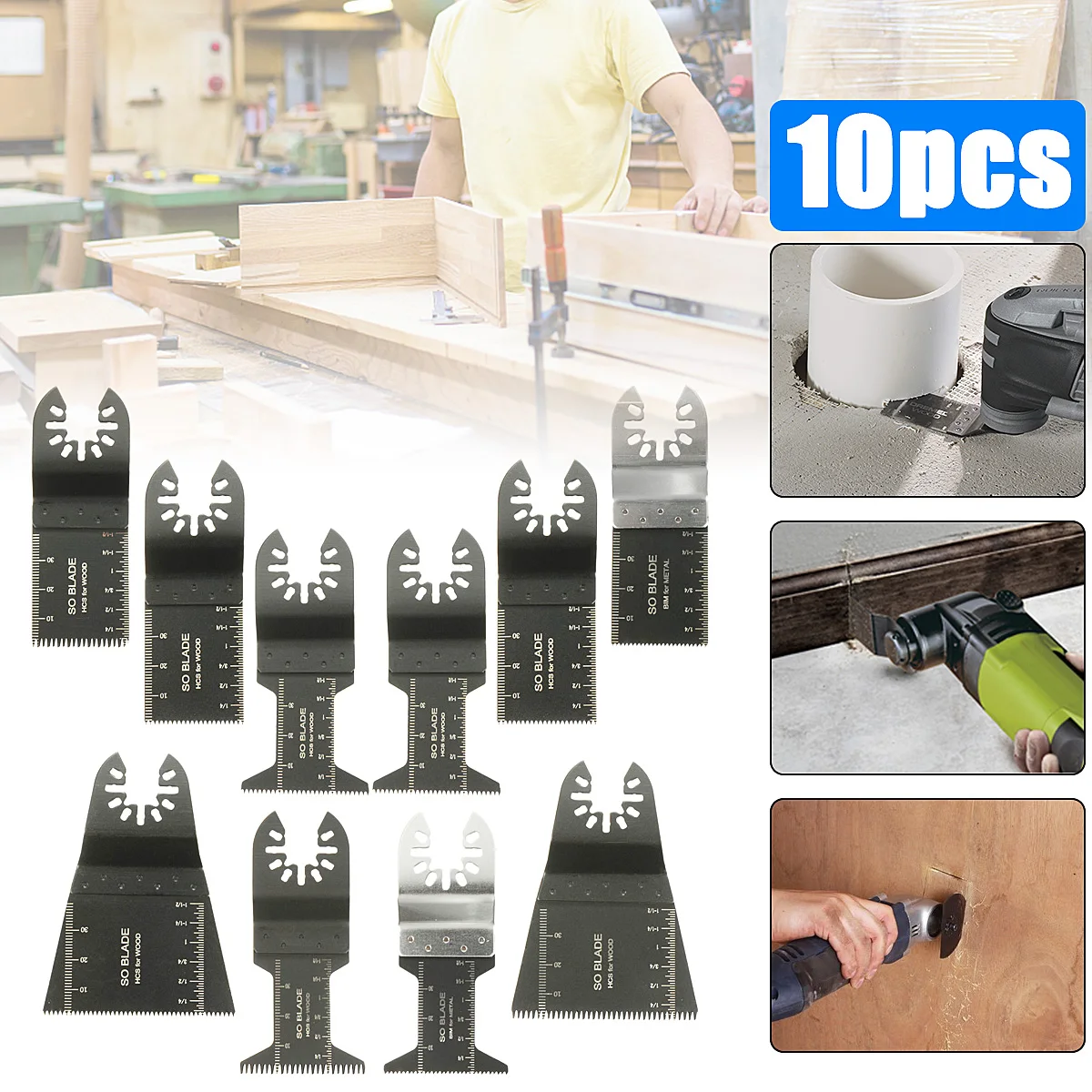 Goede 10 stks Multitool Zaagblad Oscillerende Blade Multi Tool Saw Voor Vernieuwer Voor Fein Multimaster Hout Snijden Accessoires Kit Zagen