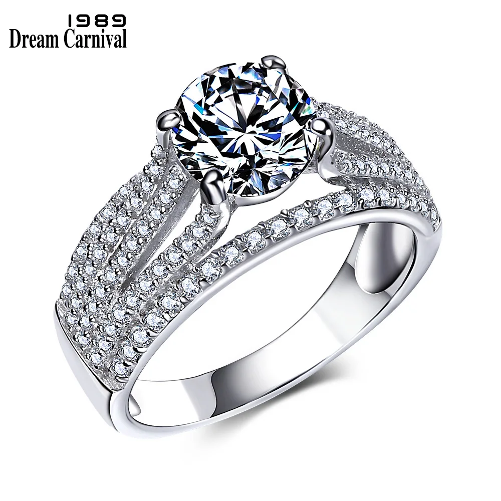 

DreamCarnival 1989 New Wedding Party White Cubic Zircon Jewelry Silver Ring for Women Anniversary Banquet Anillos Mujer SJ24403