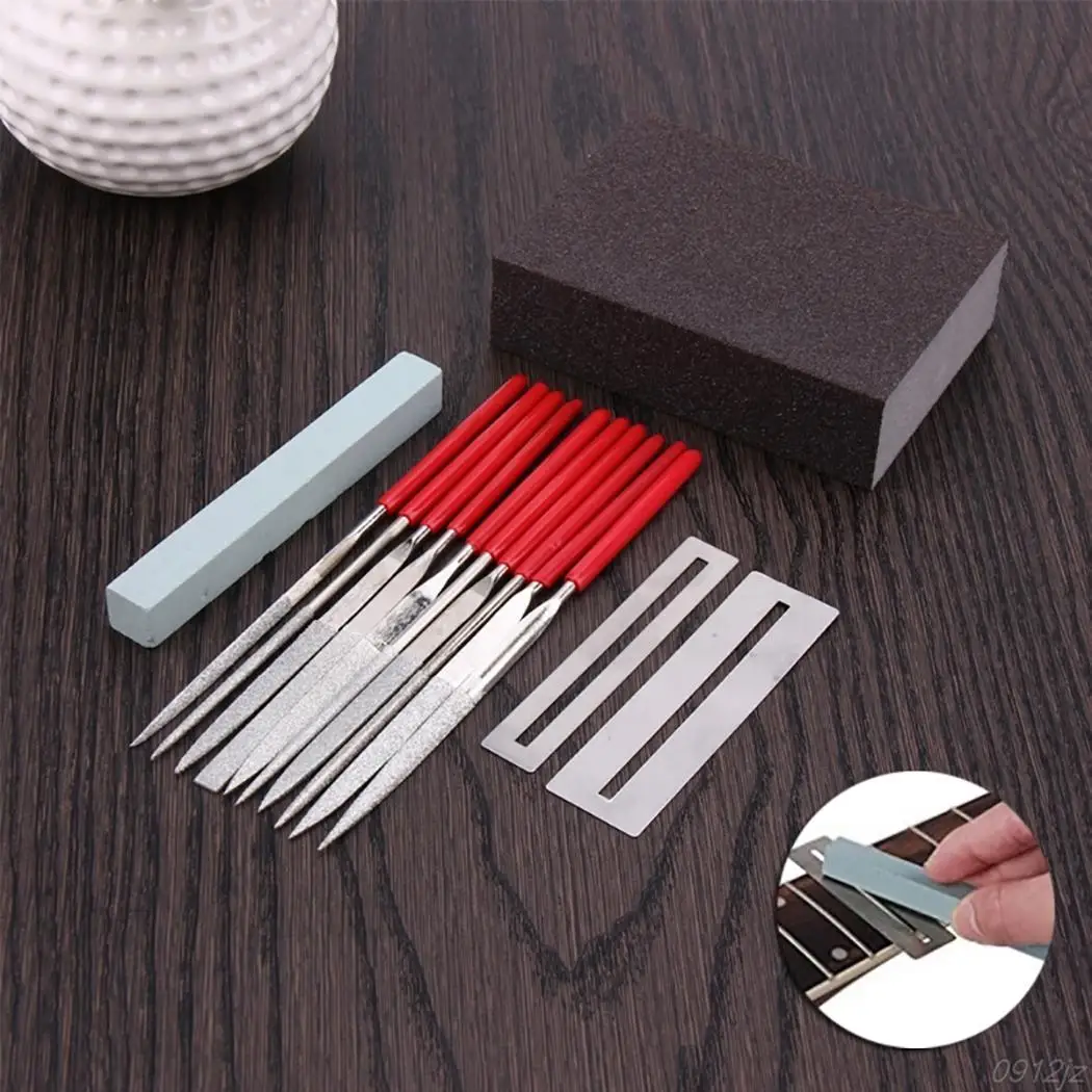 

14 Pcs/Set Guitar Care Repair Kit Frets Files Polishing Protecting Sponge Stone Grinding Tool Kit