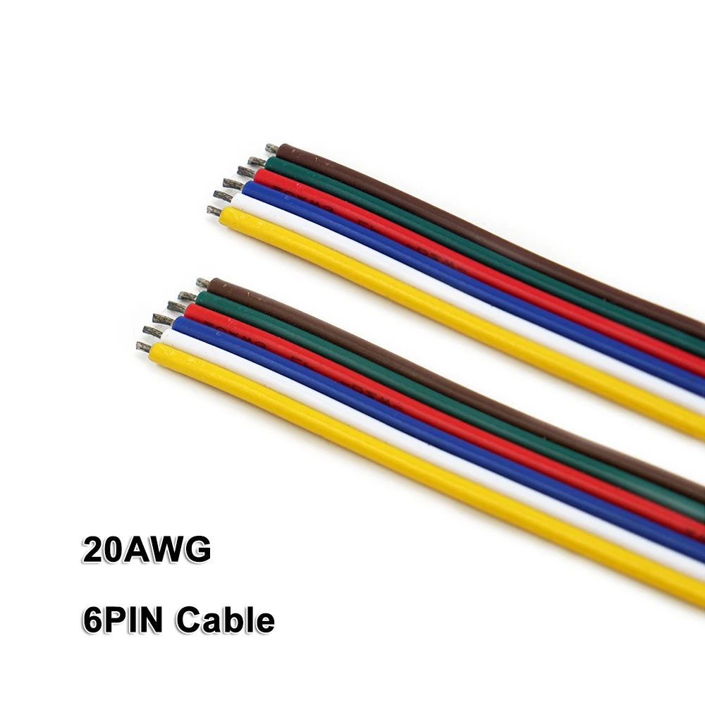 6PIN кабель, 20AWG, провода, для 2835 3528 5050 RGB+ CCT Светодиодные ленты s, низкая Напряжение DC12V/DC24V, Светодиодные ленты светильник, линейный светильник, ing, жесткий стержень