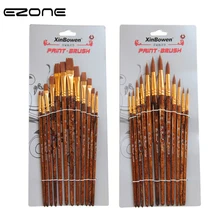 EZONE 12 шт. кисть для рисования акварельные масляные гуаши акриловая живопись деревянный Handel нейлон разные плоские круглые кисти художественные инструменты