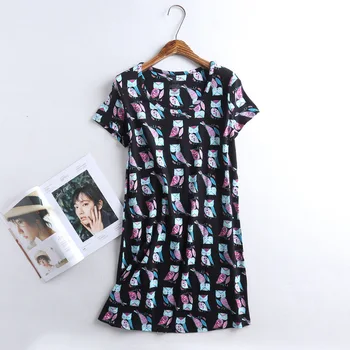 

New Plus Size Short Sleeve Knit Cotton Night Gown Leisurewear Nightgown Long Skirt Cartoon Sleepwear Women Nightwear Sleep Dress