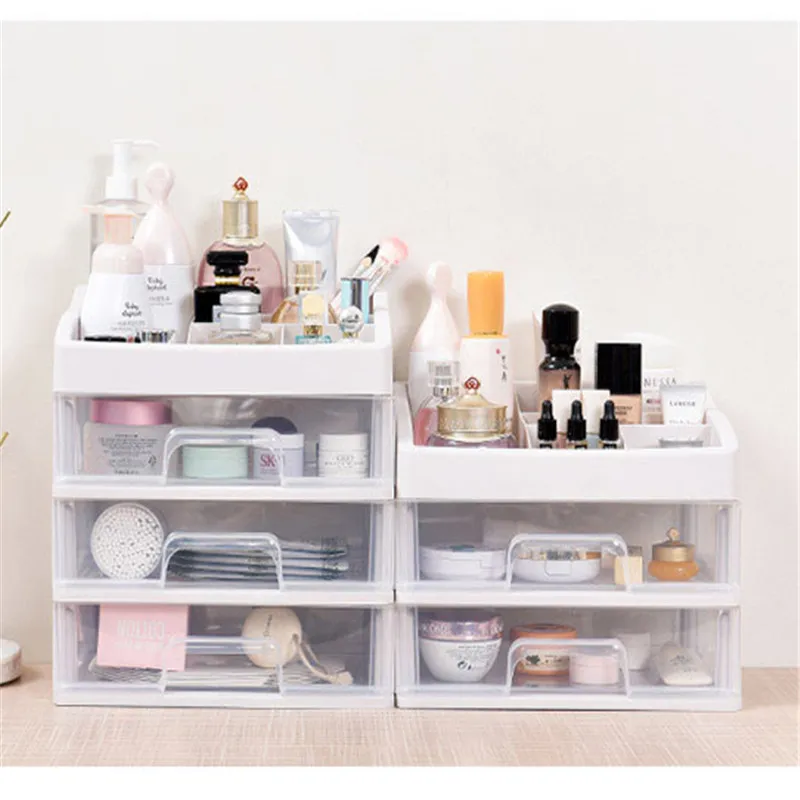 Plastic Makeup Organizer Cosmetic Drawer Makeup Storage Box Container Nail Casket Holder Desktop Sundry Storage Case Bead Tools