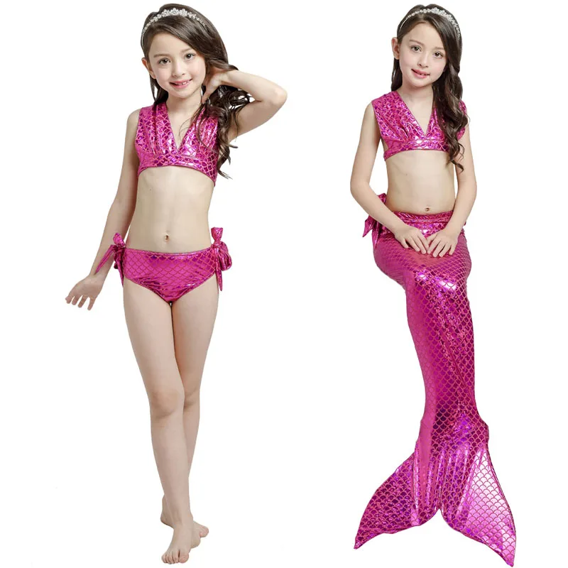 

3pcs/Set Children Swimwear Mermaid Tails For Swimming Kids Swimming Mermaid Tail With Bikini Swimsuit Girls