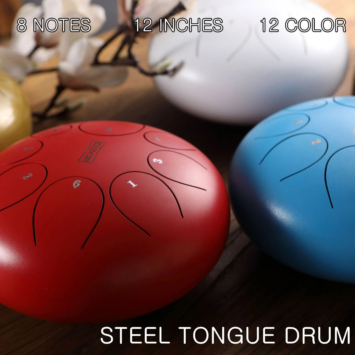 

SENRHY 12'' Large Steel Tongue Drum Hand Drum Handpan C Major Pentatonic Scale 8 Notes Hank Drum with Many Accessories for Kids