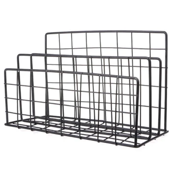 

Nordic Style Iron Art Grid Storage Rack Book Holder Three Layer Desktop Magazine Shelf Home Organizer Decoration