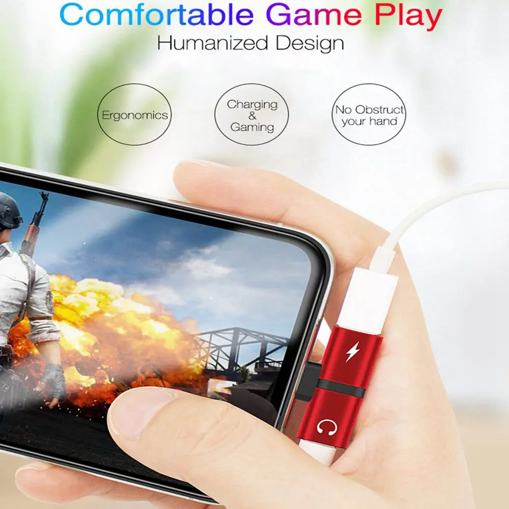 KISSCASE 2 in 1 Splitter Metal Dual Port Converter Charger Headphone Adapter For iPhone 6 6S 7 7S 8 8S Plus X XS MAX XR