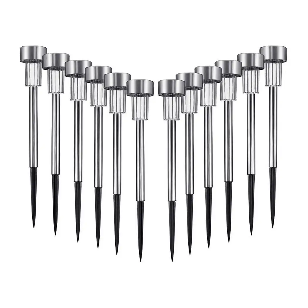 

12pcs/lot LED Stainless Steel Solar Power Lawn Lamp Light For Garden Decorative 100% Solar Power Outdoor Solar Lamp Luminaria