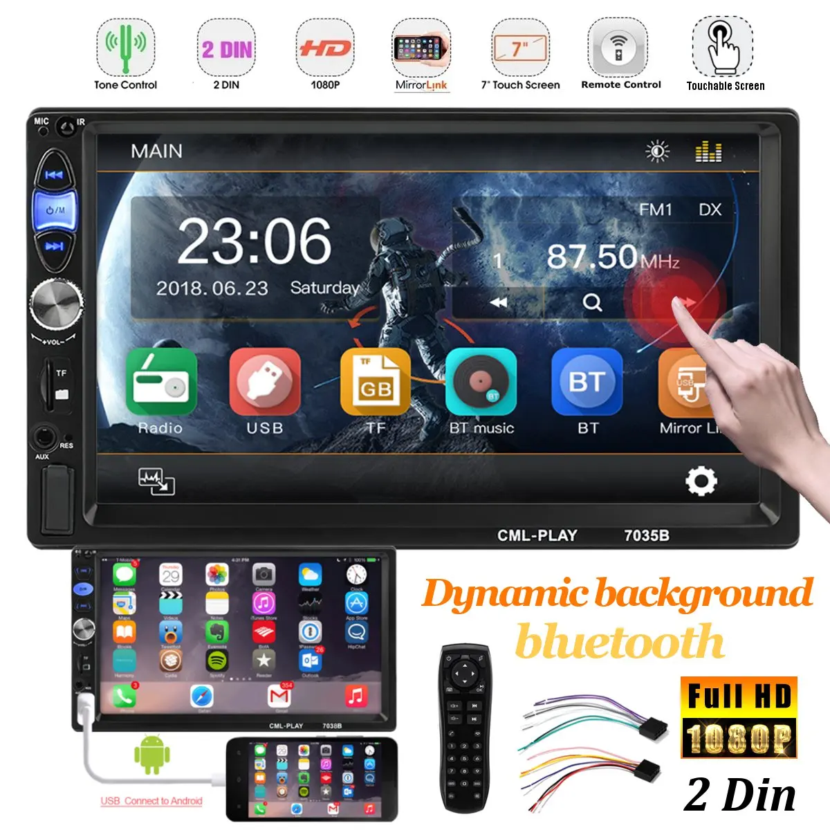

2 din car radio 7" HD Player Stereo MP5 for touch Screen Digital Display bluetooth Multimedia 2din Autoradio Car Backup Monitor