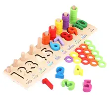 Wooden Montessori Toys Count Numbers Matching Wooden Toy Digital Shape Children Early Learning Education Teaching Math Toy Gifts